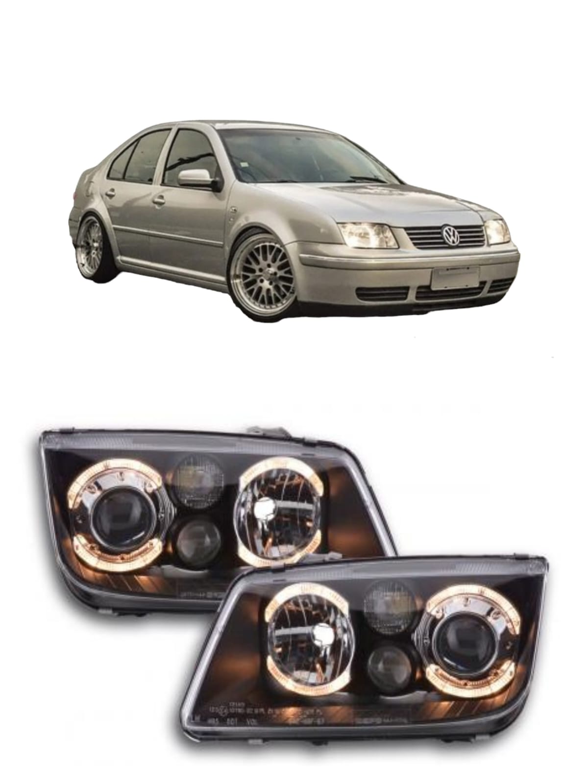 Faros Jetta A4 Mk4 Aro de Ángel Import Ecode – Depo